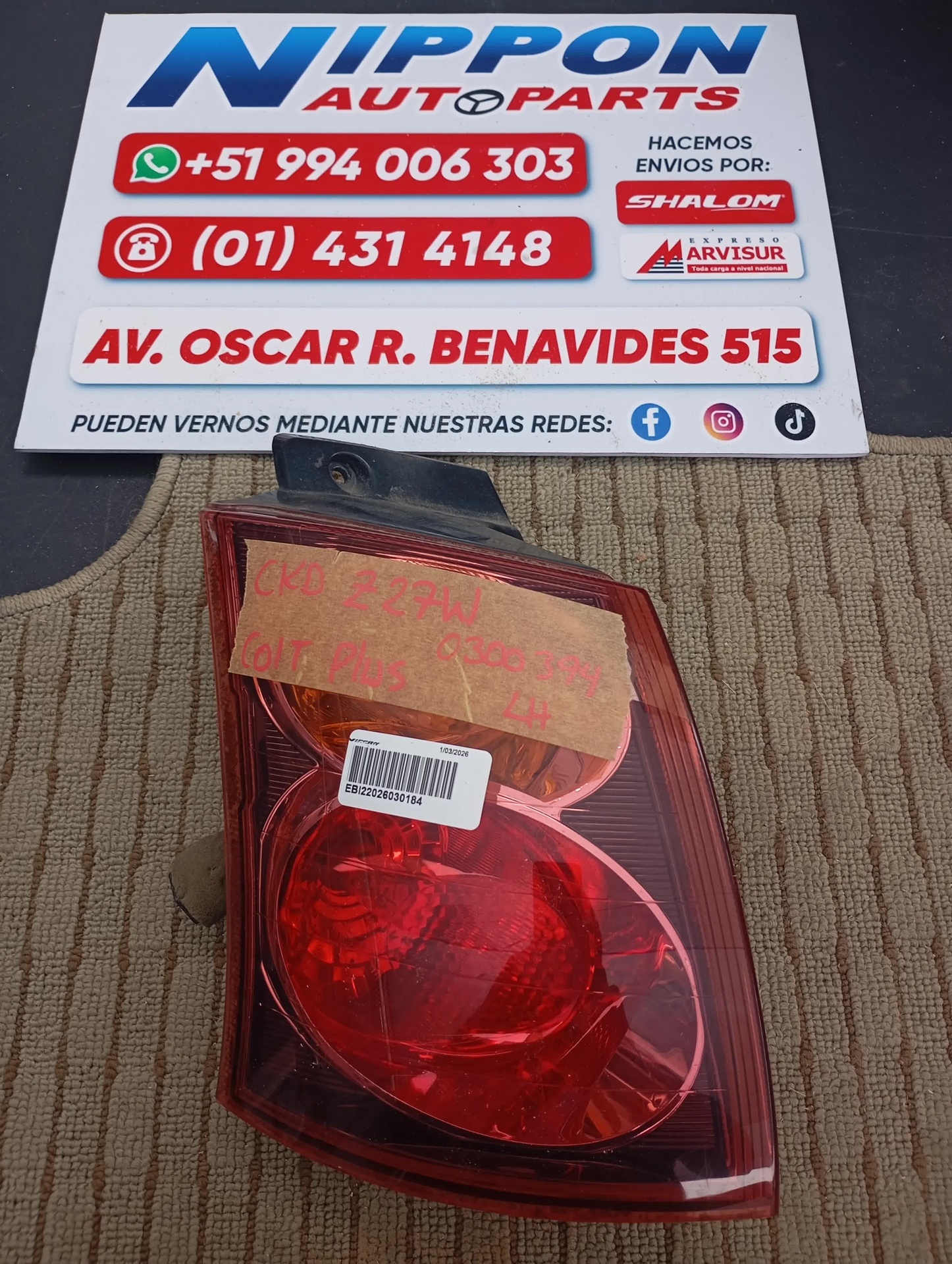 FARO POSTERIOR MITSUBISHI COLT 2002 Z27A P4600 LH