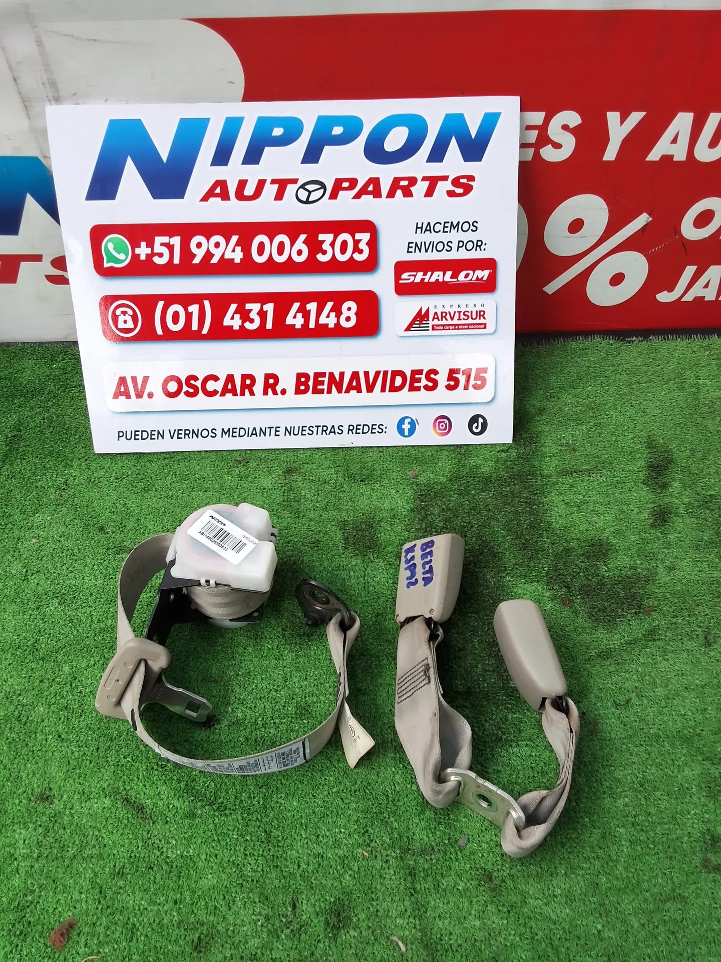 CINTURON DE SEGURIDAD POSTERIORES TOYOTA BELTA 2005-2012 SCP92 NCP96 KSP92