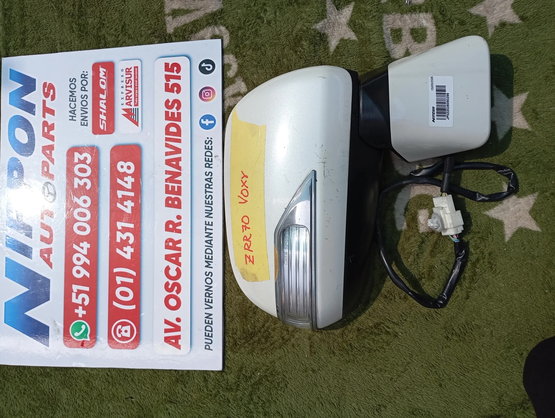 ESPEJO DE PUERTA TOYOTA NOAH VOXY 2007-2014 ZRR70 ZRR75 RH 8873