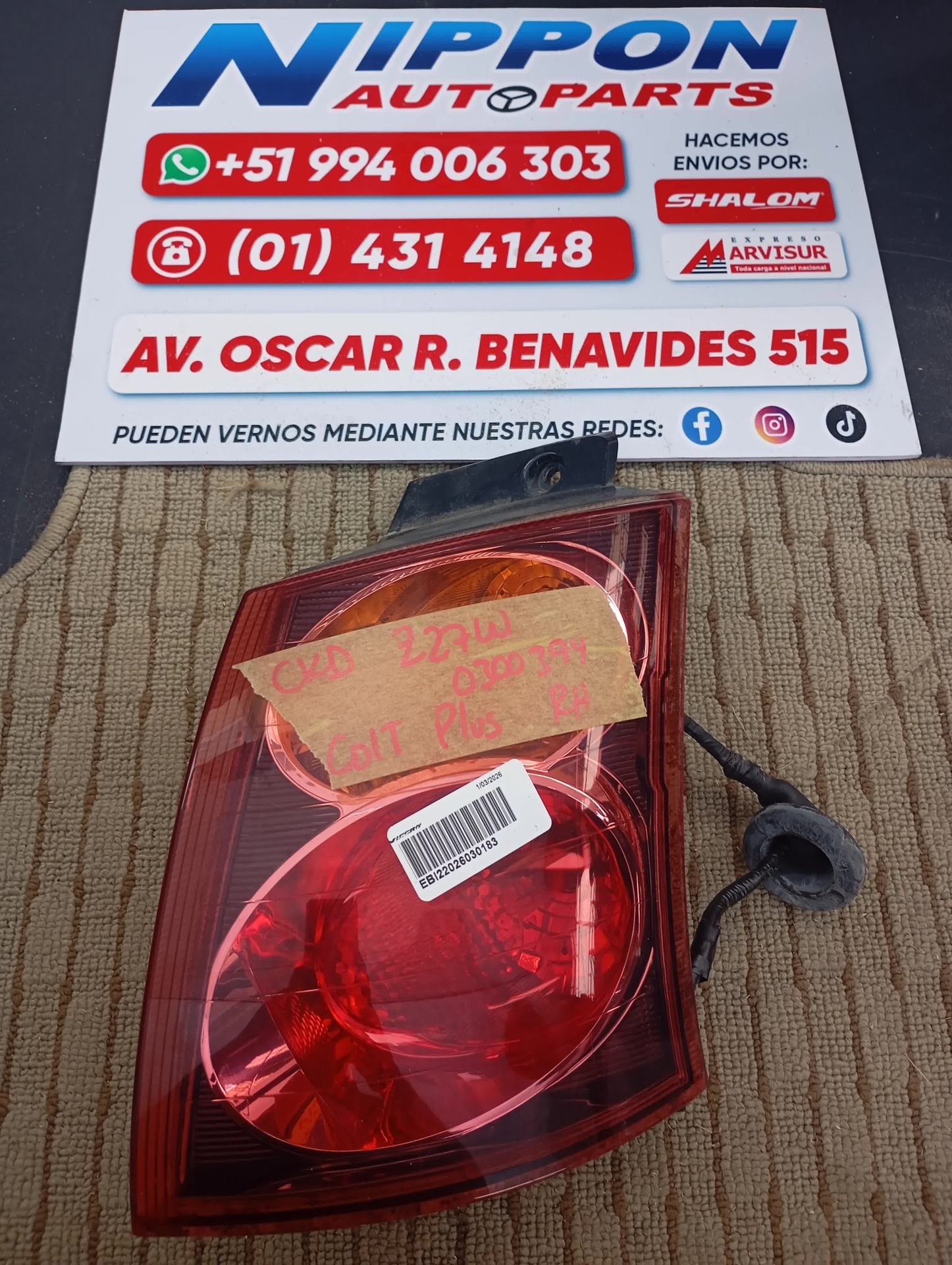 FARO POSTERIOR MITSUBISHI COLT 2002 Z27A P4600 RH