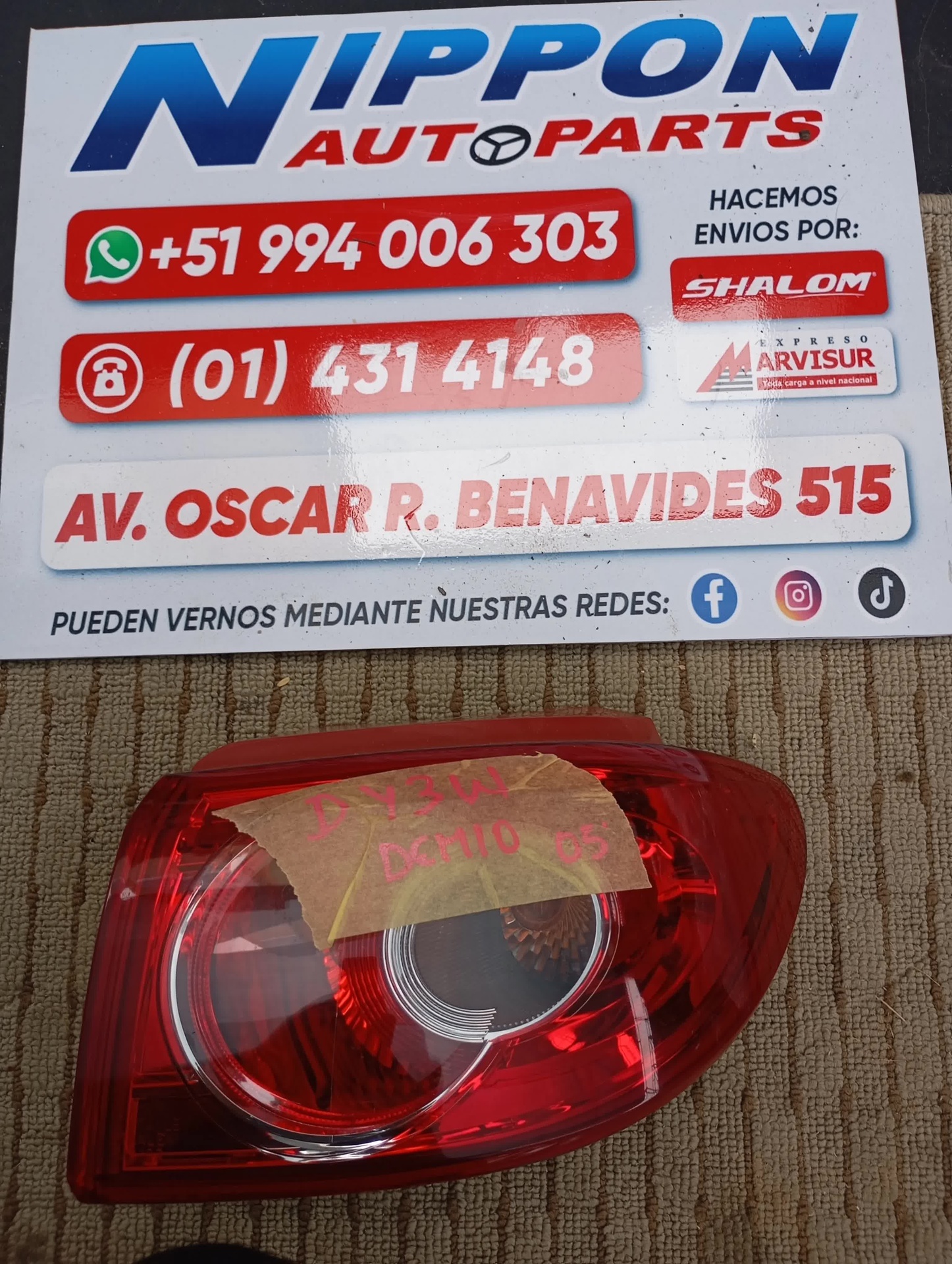 FARO POSTERIOR MAZDA DEMIO 2002-2007 DY3W DY5R BLANCO RH P4419