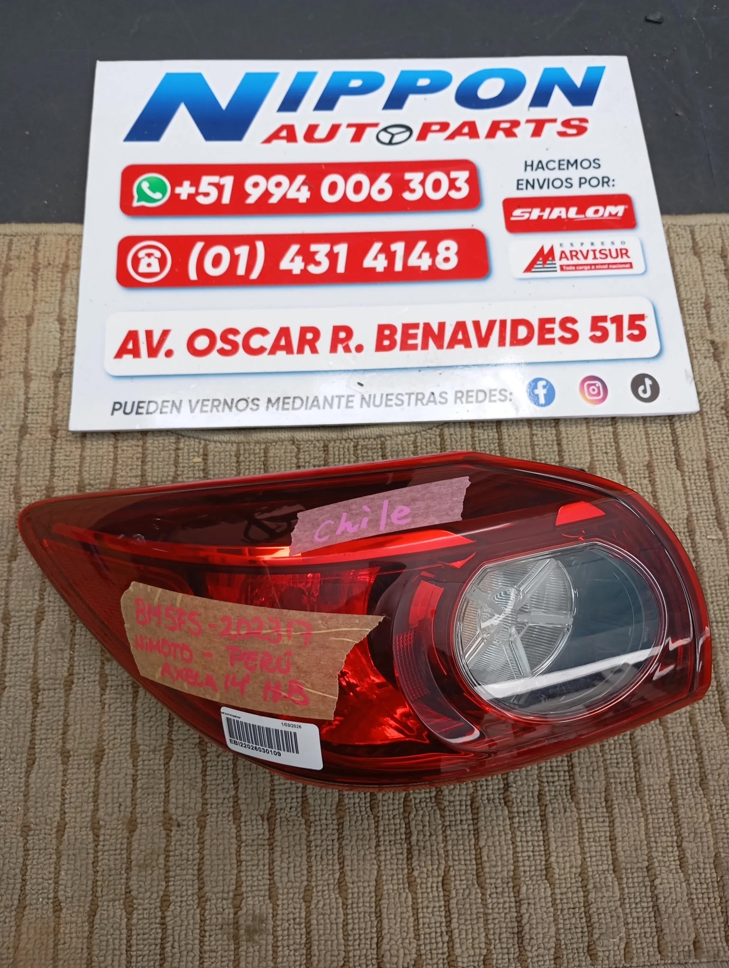 FARO POSTERIOR MAZDA AXELA 2013-2019 BM2FS BMEFS 22041974 LH