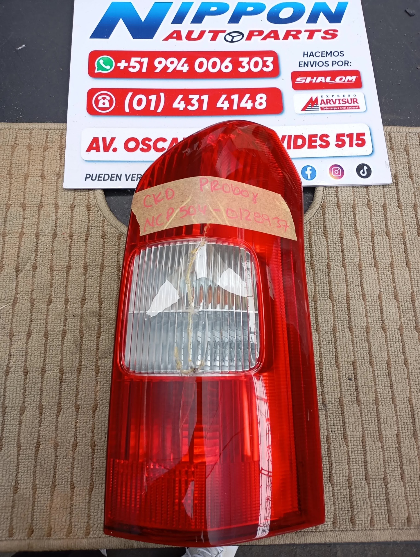 FARO POSTERIOR TOYOTA PROBOX 2002-2013 NCP58G RH 52078 NGP