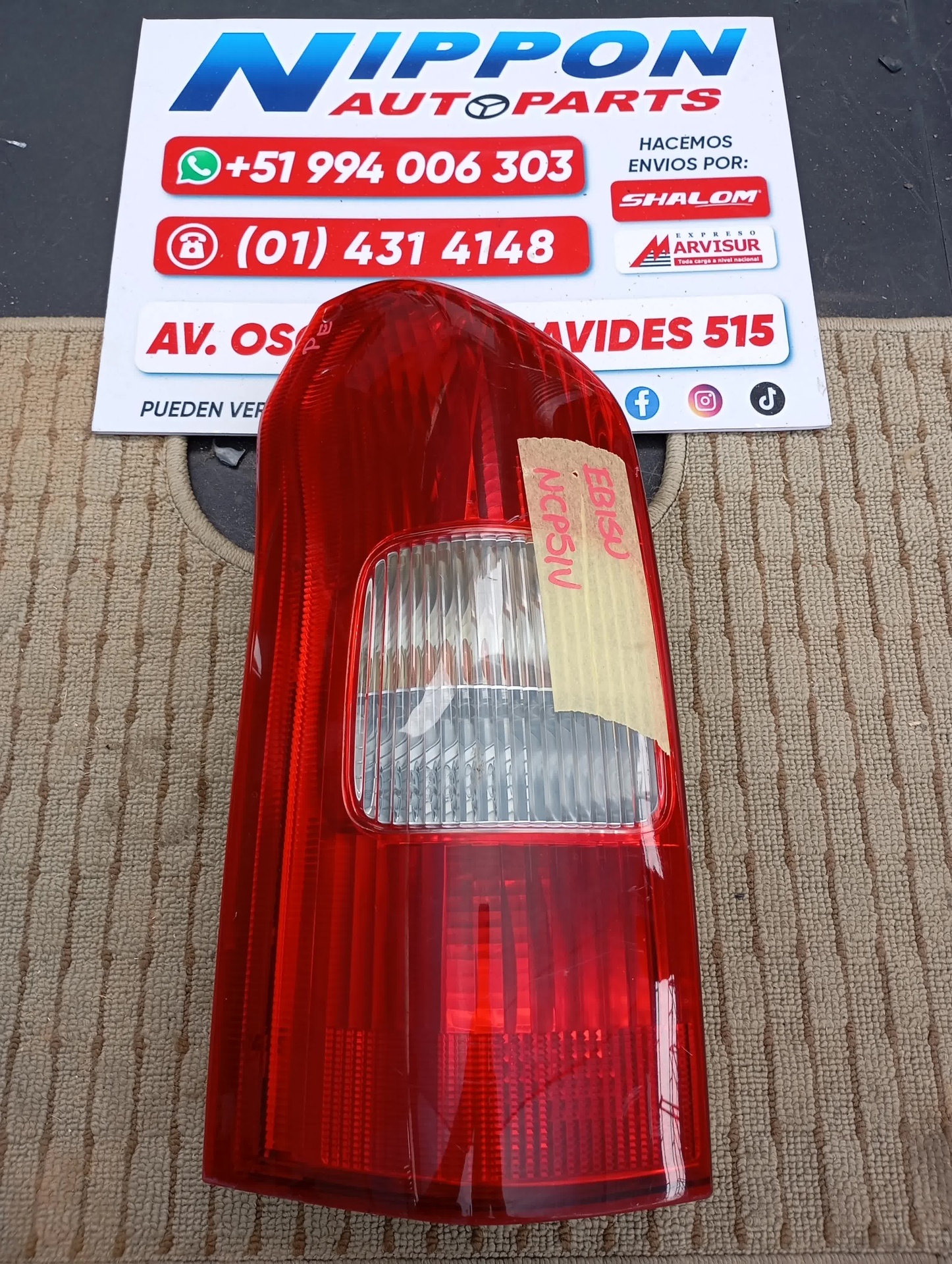 FARO POSTERIOR TOYOTA PROBOX 2002-2013 NCP58G LH 52078