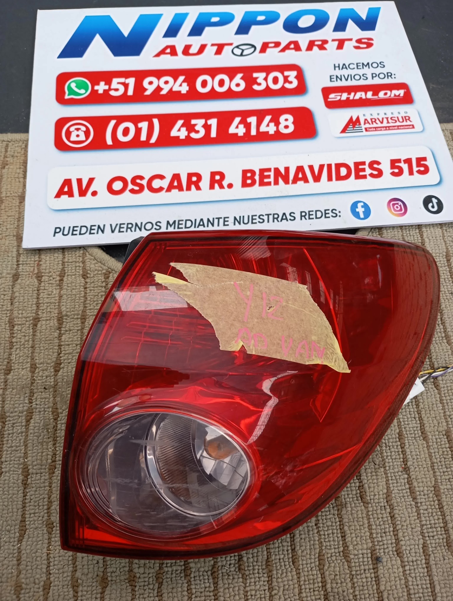 FARO POSTERIOR NISSAN AD VAN 2006-2016 VY12 VZNY12 RH 22024886