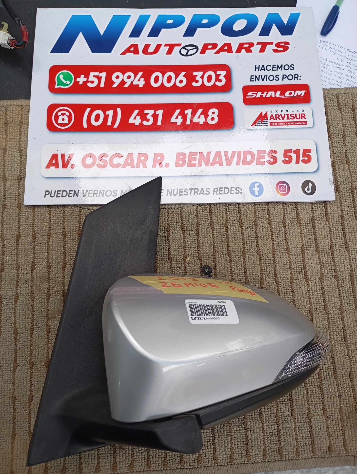 ESPEJO DE PUERTA TOYOTA ISIS LH 8118 USADO