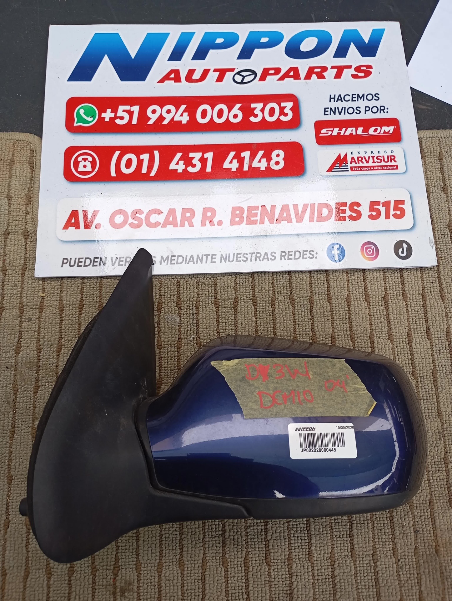 ESPEJO DE PUERTA MAZDA DEMIO 2002-2007 DY3W DY5R RH A/T 012220