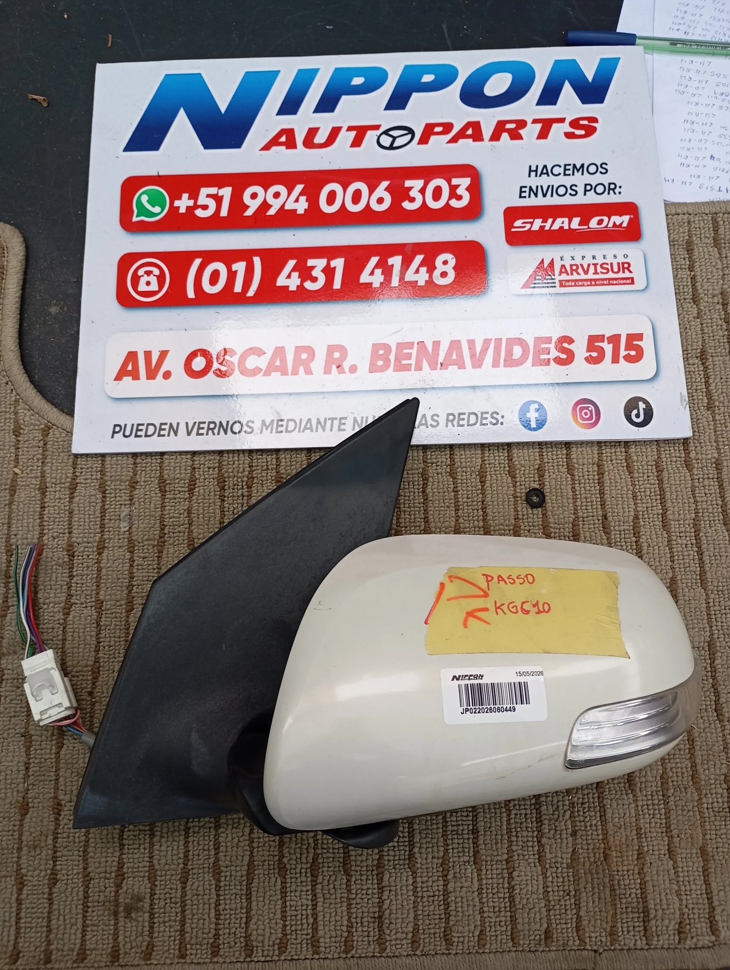 ESPEJO DE PUERTA TOYOTA PASSO 2004 KGC10 LH A/T 8079